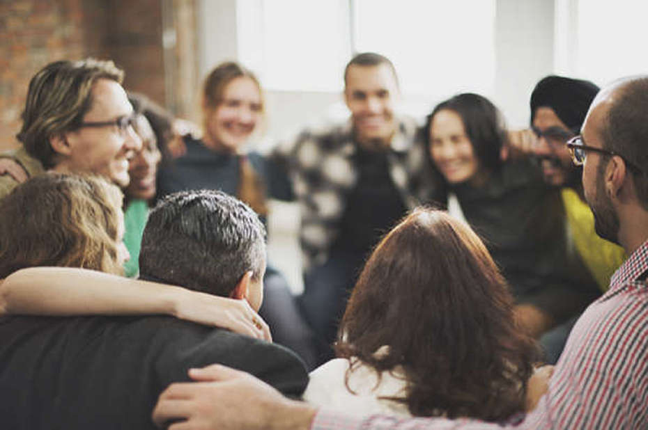 Crowd circle group stock shot